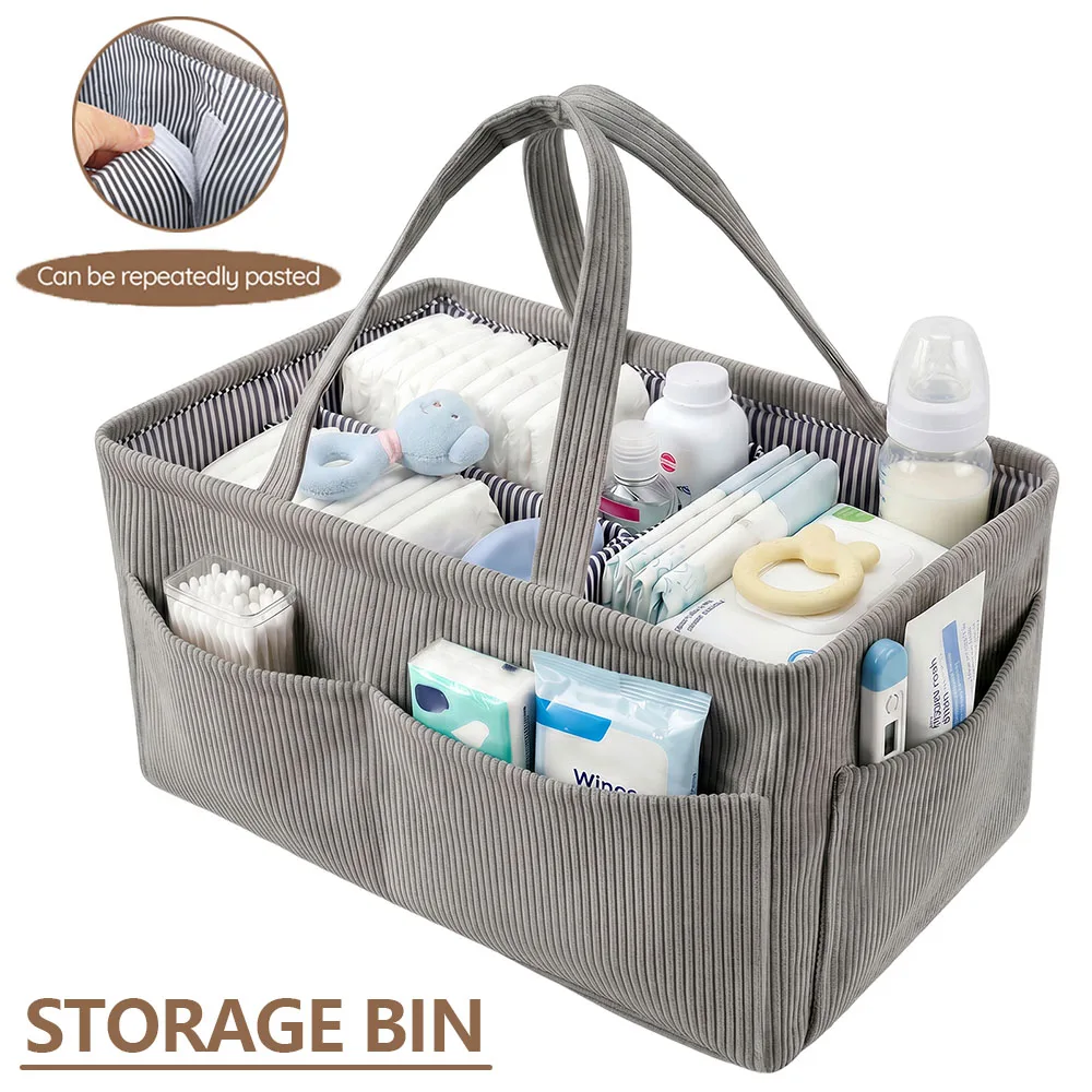 Baby Nursery Storage - Baby Nappy Caddy Organizer Foldable Corduroy