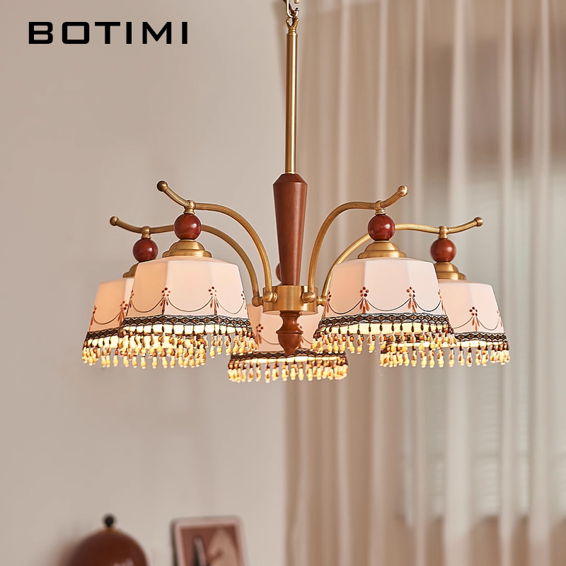 Baby Nursery Chandelier - BOTIMI French Copper Chandelier With Ceramics