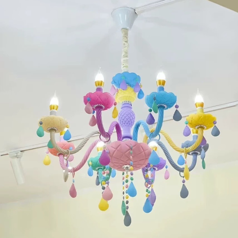 Baby Nursery Chandelier - Nordic Macaron European Style Candles Crystal