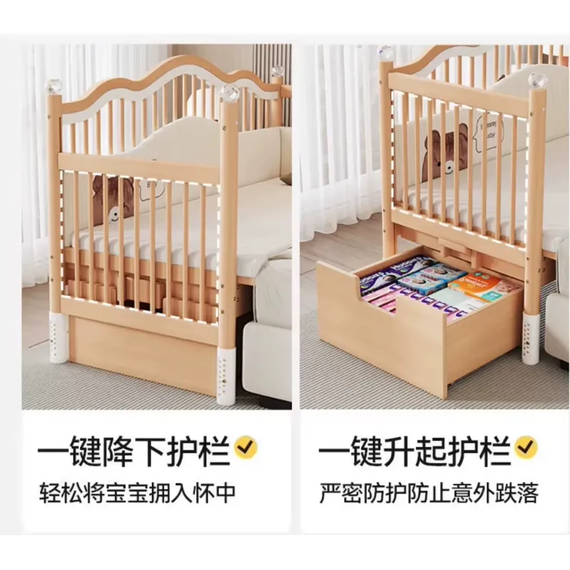 Solid Wood Baby Splicing Bed M - Baby Nursery And Co recension och pris