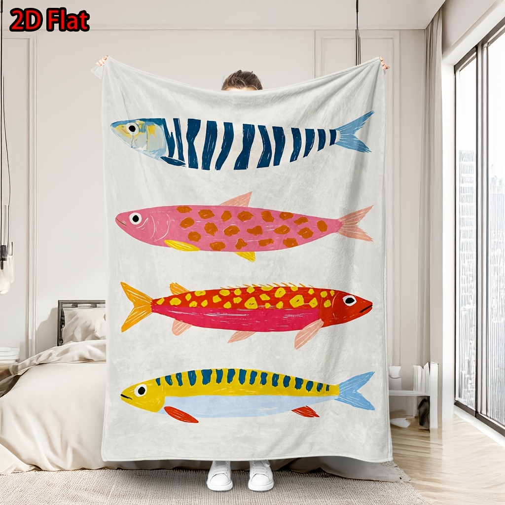 Whimsical Fish Print Throw Bla - Baby Nursery Ocean Theme recension och pris