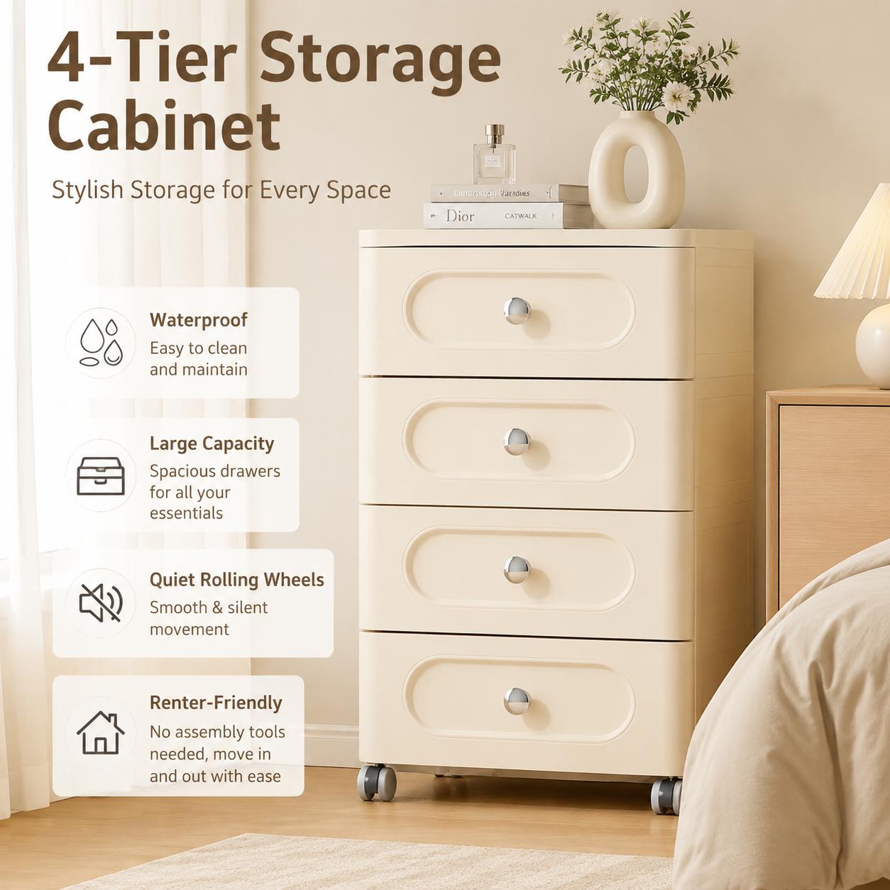 4-Drawer Rectangle Rolling Sto - Baby Nursery Storage recension och pris