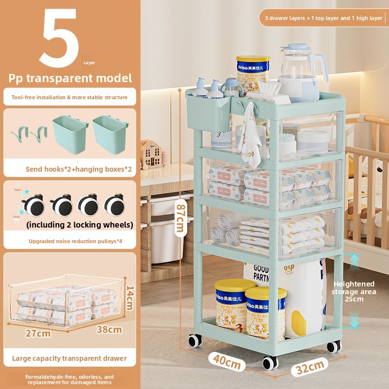 Movable Baby Storage Cart Mult - Baby Nursery Trolley recension och pris