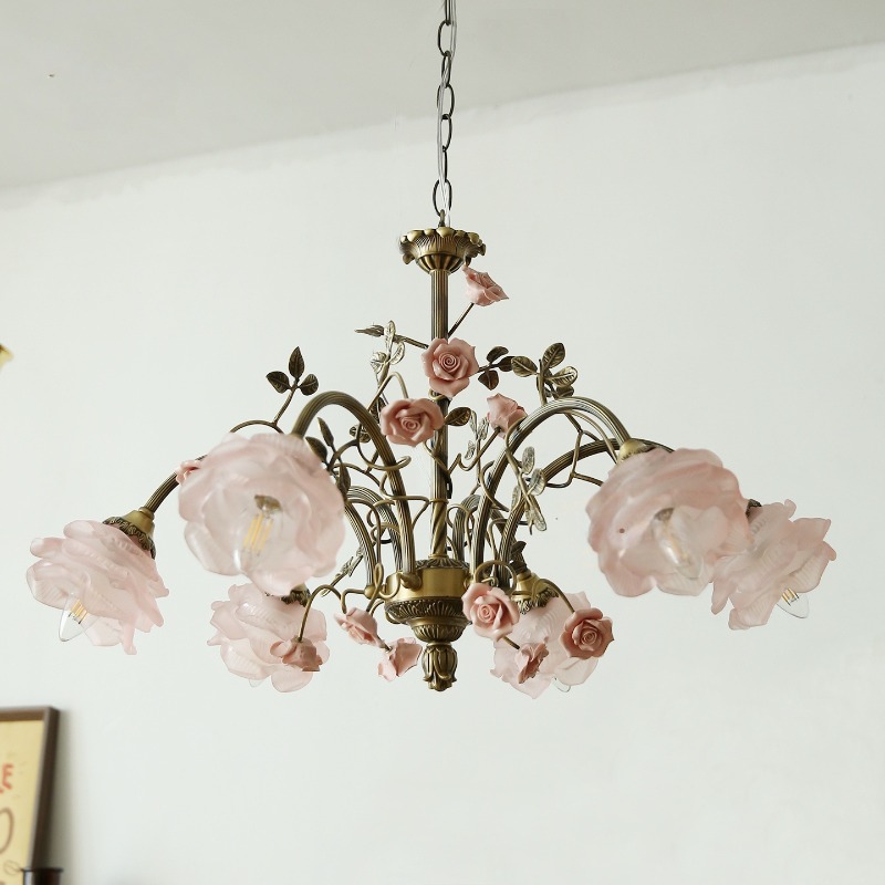 French Pink Ceramics Rose LED  - Baby Nursery Chandelier recension och pris
