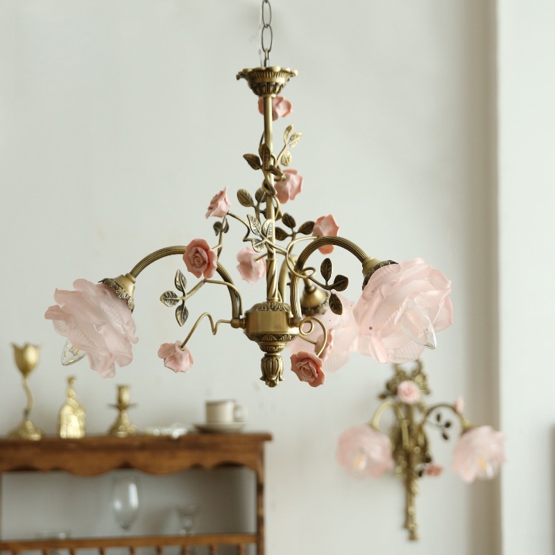 French Pink Ceramics Rose LED  - Baby Nursery Chandelier recension och pris