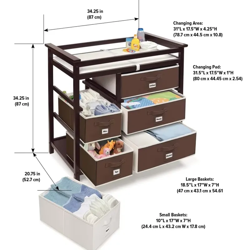 Modern Wooden Baby Dresser wit - Baby Nursery Storage recension och pris