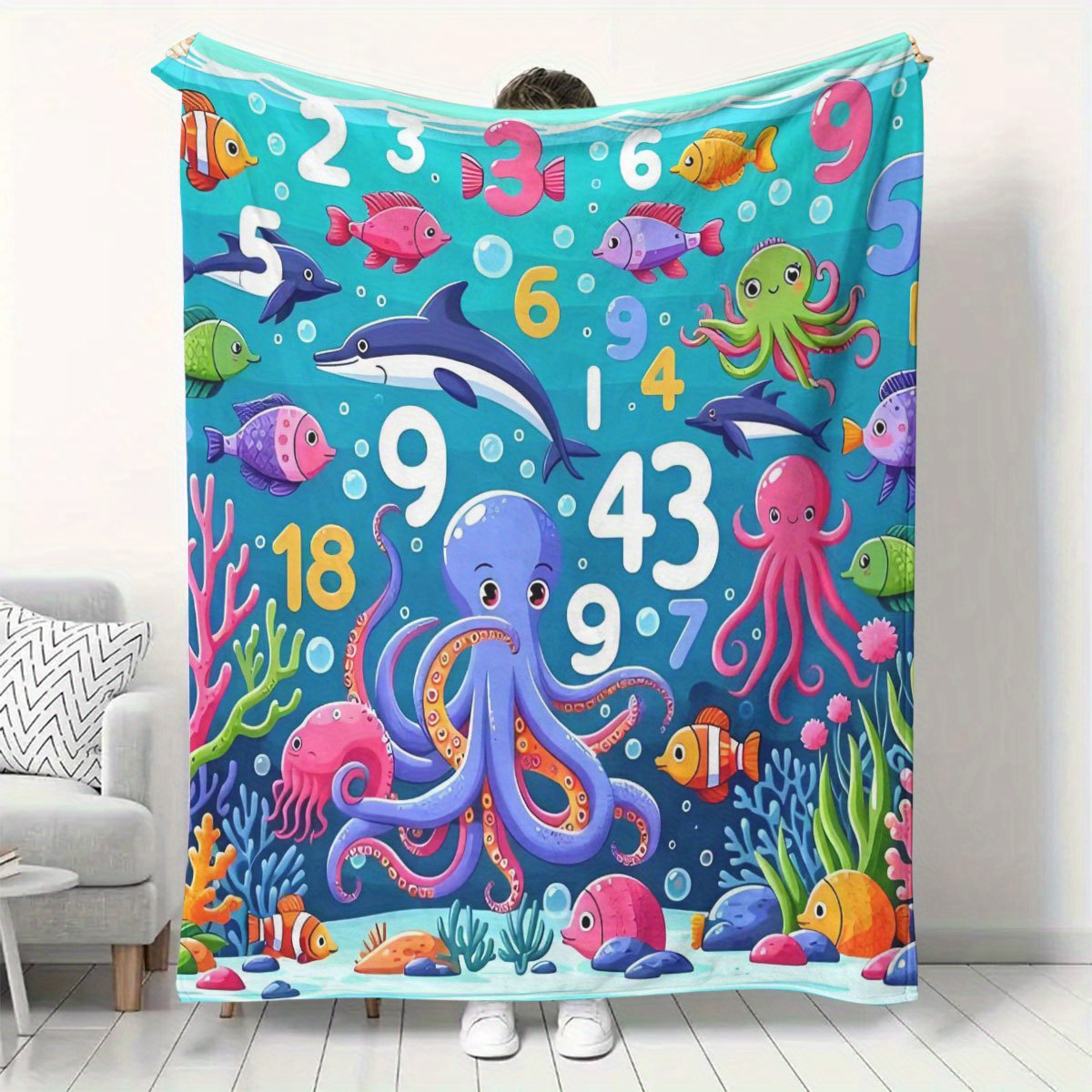 Vibrant Ocean Animal Throw Bla - Baby Nursery Ocean Theme recension och pris