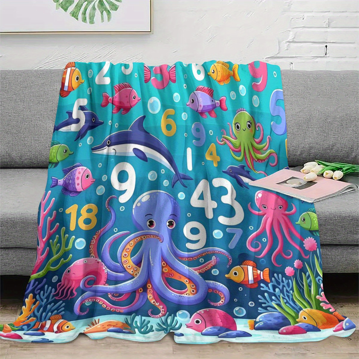 Vibrant Ocean Animal Throw Bla - Baby Nursery Ocean Theme recension och pris