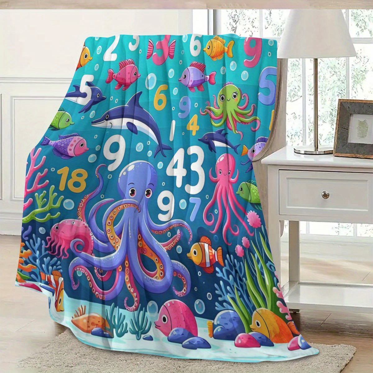 Vibrant Ocean Animal Throw Bla - Baby Nursery Ocean Theme recension och pris